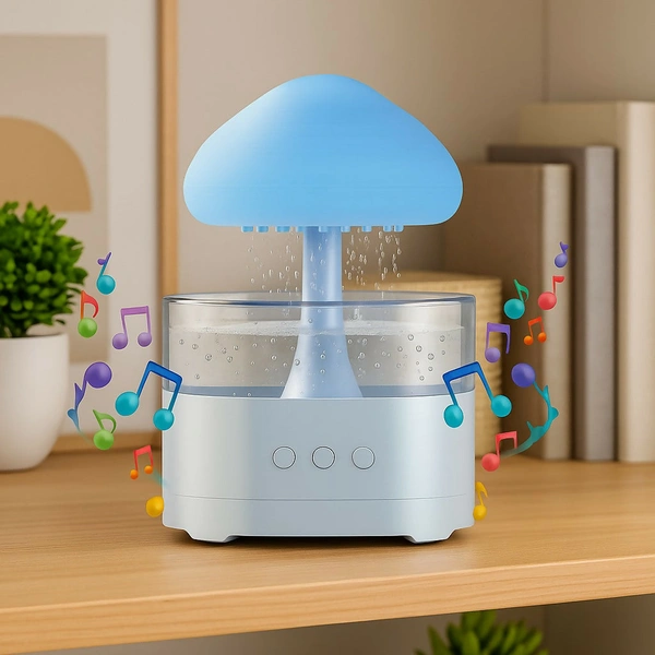Mushroom Rain Drop Night Light with Bluetooth Speaker – 3-in-1 Ambiance