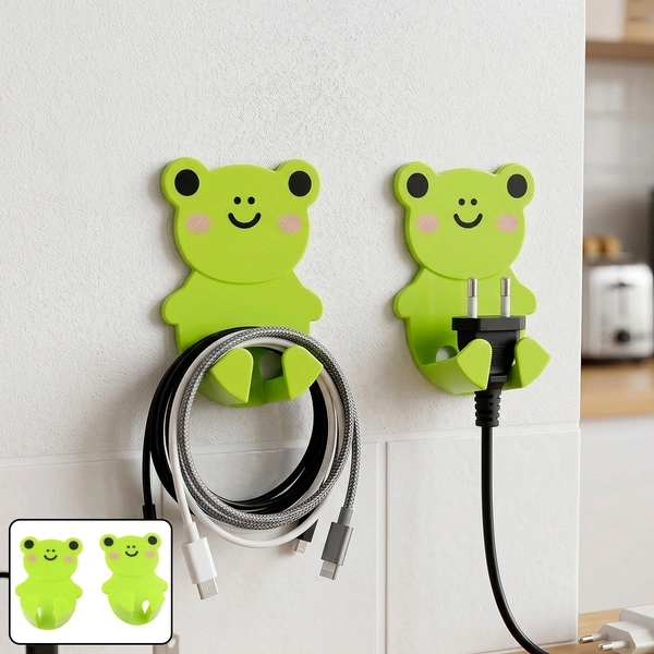 Plastic Adhesive Cable & Socket Holder Set – 2-Piece for Home & Office
