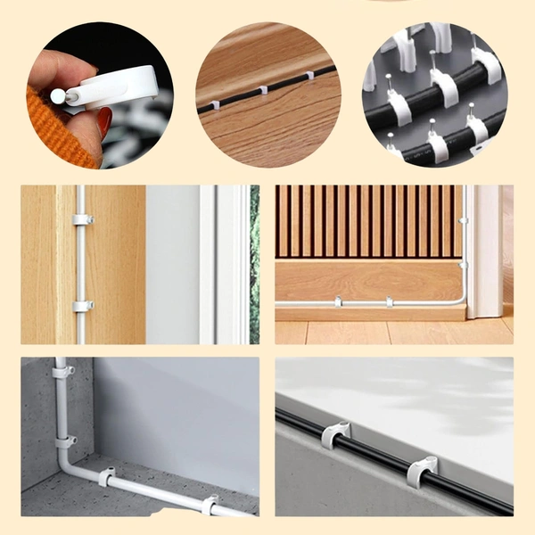 Plastic Cable Clips with Steel Nails – 20 Pcs Wire Wall Clips
