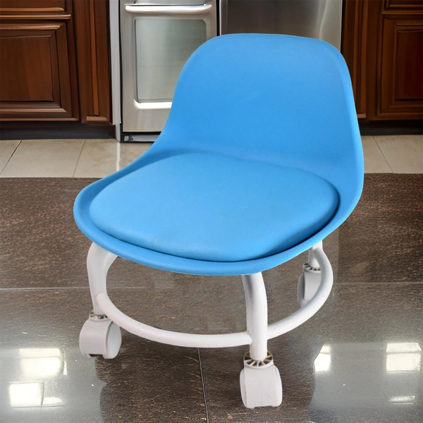 Plastic Low Round Rolling Pedicure Stool with Wheels - Mix Color