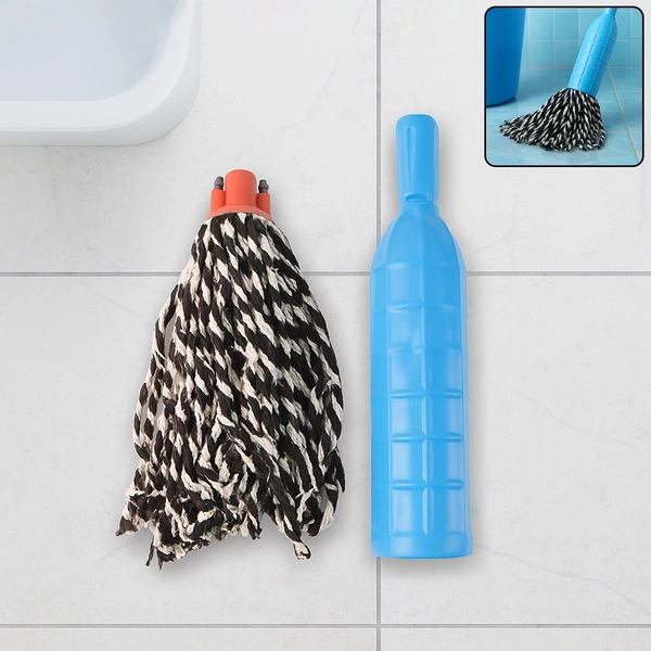Plastic Mop Refill with Handle Grip - Durable Cotton Yarn Mop Head