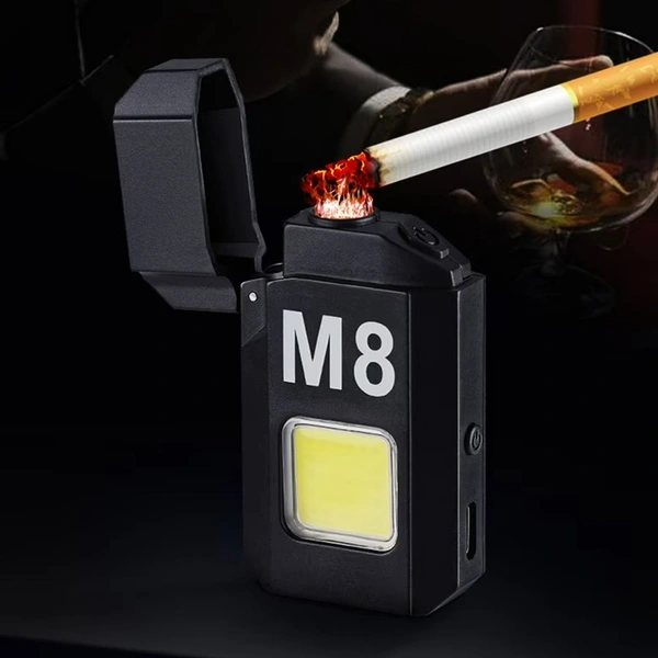 Portable Mini Torch Lighter with USB Rechargeable LED Flashlight