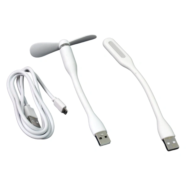 Portable Mini USB Fan, Light & Micro USB Cable 3-Piece Set