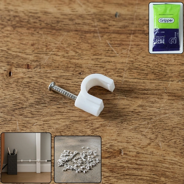 Premium 6mm Cable Management Nail Clips, 100 Pack