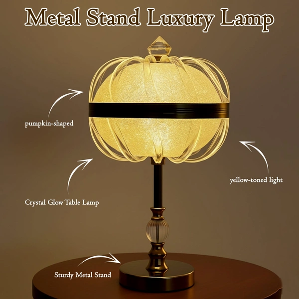 Premium Crystal Glow Table Lamp with Metal Stand for Elegant Home Decor