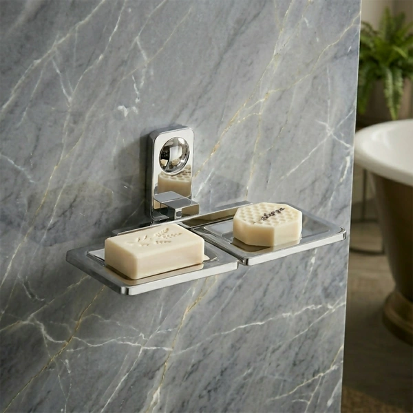 Premium Stainless Steel Wall Mounted Soap Dish with Double Compartments