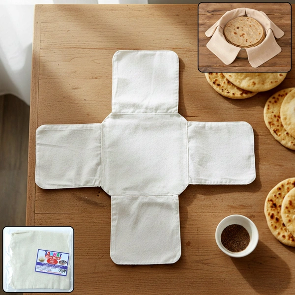 Pure Cotton Roti Mate Cloth – Foldable Round Chapati Cover 51×51 cm