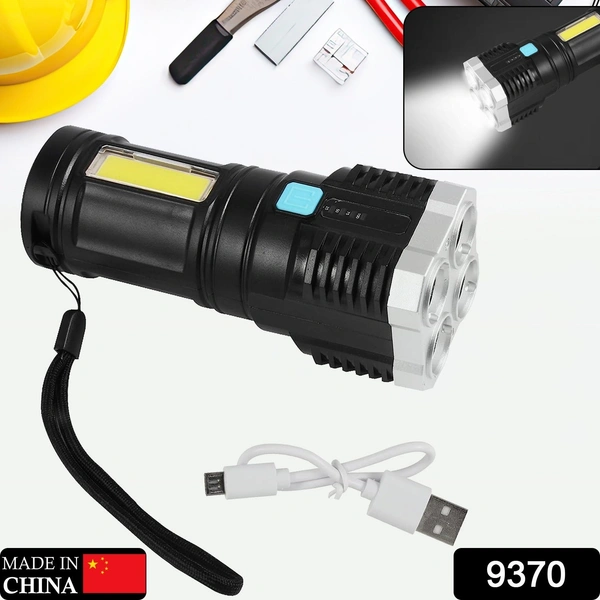 Rechargeable 4-LED Torch Light – 800 Lumens for Outdoor Use