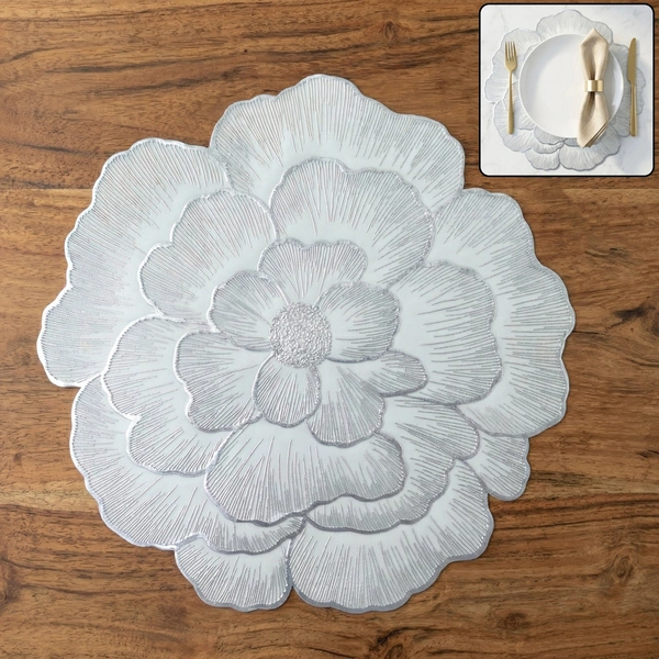 Round Floral PVC Table Mat 36x36 Cm - Waterproof & Heat Resistant