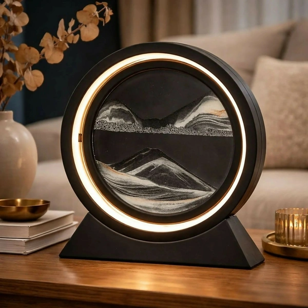 Round Sand Art LED Lamp with Soothing Moving Sand