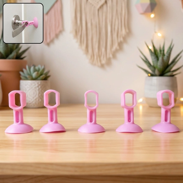 Silicone Door Stopper with Suction Base – 5-Pack