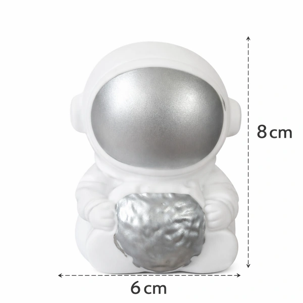 Silver Astronaut Moon LED Night Lamp for Kids' Bedroom Decor
