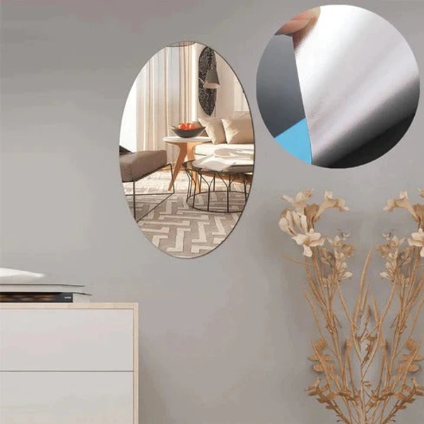 Small Frameless Oval Mirror Wall Sticker for Dressing