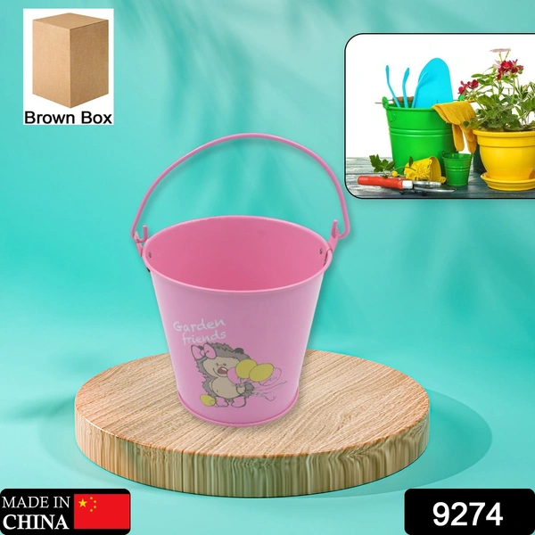 Small Metal Bucket with Handle for Plants & Decor, 14cm