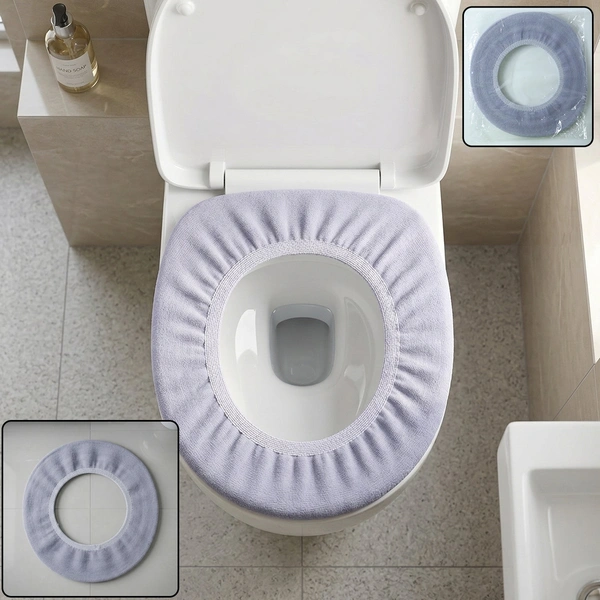 Soft Fabric Elastic Toilet Seat Cover - 29x29 cm, Washable & Comfortable