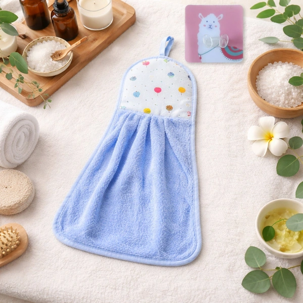 Soft Microfiber Hanging Hand Towel with Adhesive Wall Hook