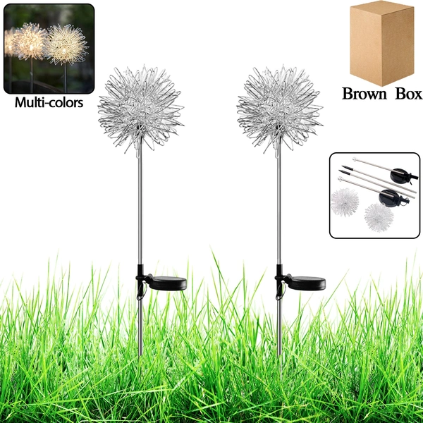 Solar Powered Dandelion Garden Lights - 2 Pc Multi-Color LEDs