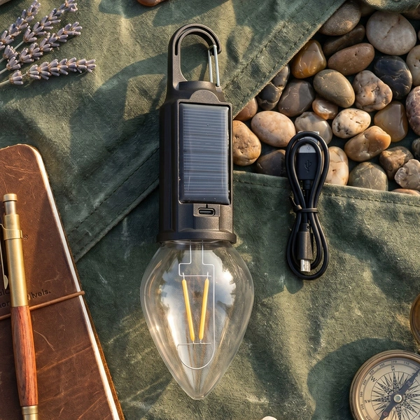 Solar & USB-C Rechargeable Camping Lantern w/ Warm LED