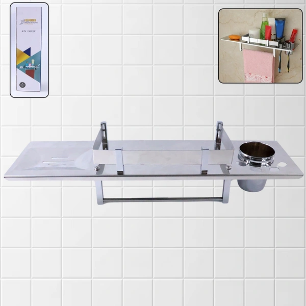Stainless Steel 4-in-1 Multi-Functional Bathroom Shelf