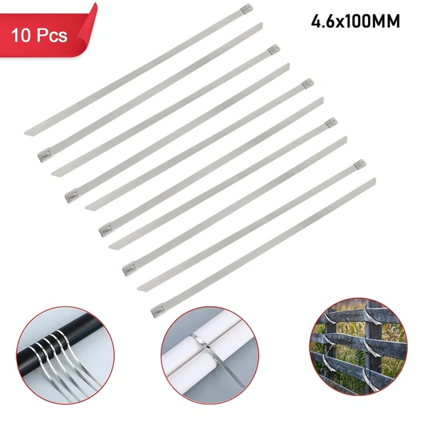 Stainless Steel Cable Ties 4.6x100MM - 10 Pack Rustproof