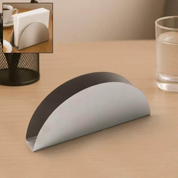 Stainless Steel Half-Moon Tissue Napkin Holder Stand - 1 Pc