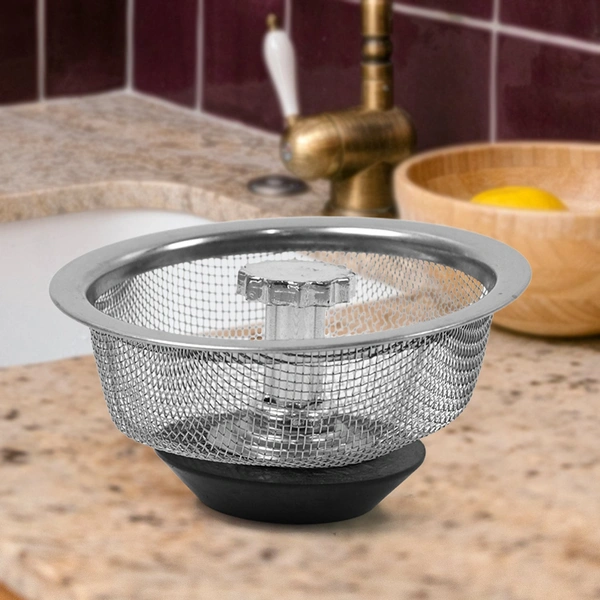 Stainless Steel Kitchen Sink Strainer Basket with Adjustable Stopper