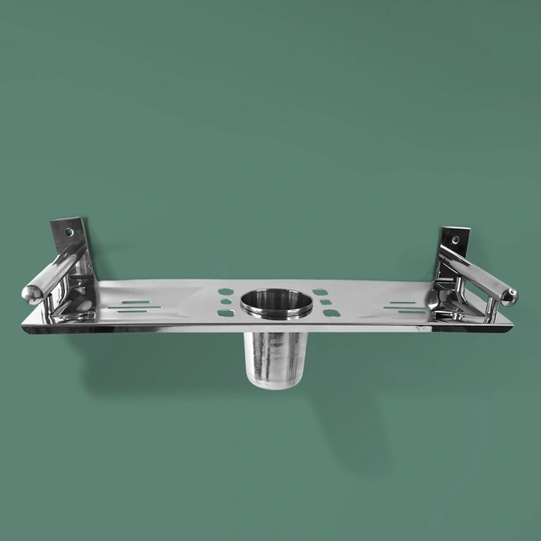 Stainless Steel Multipurpose Bathroom Shelf Rack with Brush Hanger