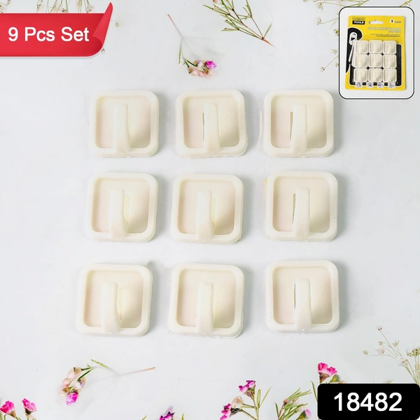 Strong Adhesive Wall Hooks for Clothes & Bathroom (9-Piece Set)