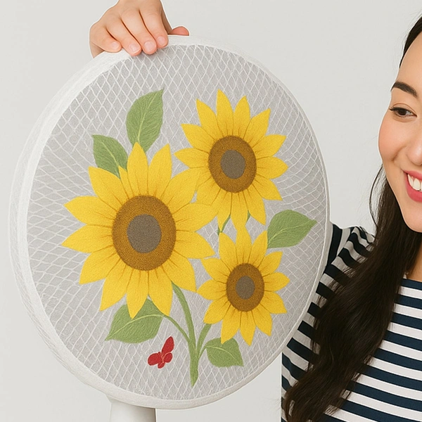 Sunflower Mesh Fan Cover - Dust Protection & Decorative Fit
