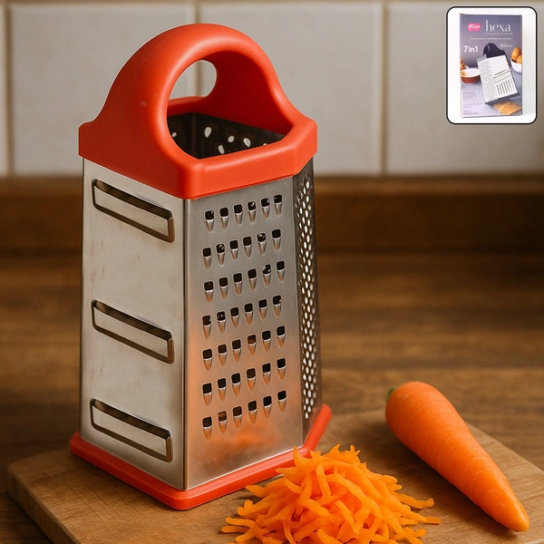 Supermom 7-in-1 Stainless Steel Box Grater with Ergonomic Handle