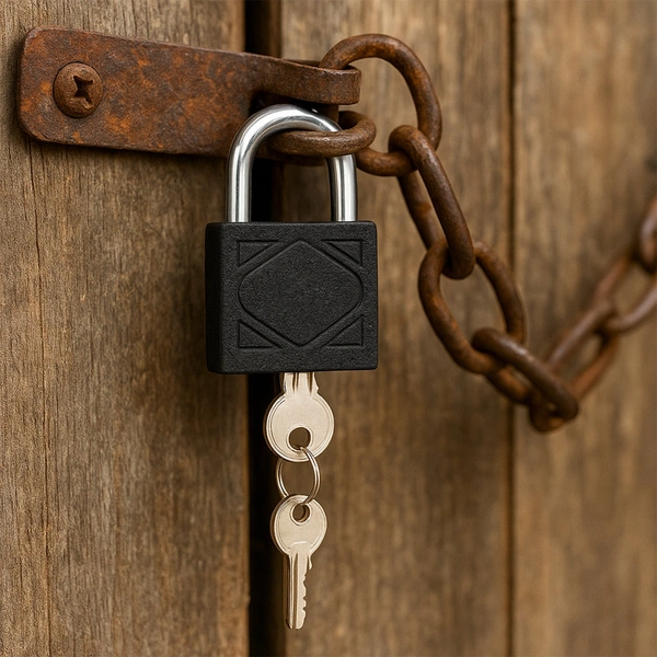 Thickened Black Iron Padlock with Brass Core - Waterproof & Anti-Theft