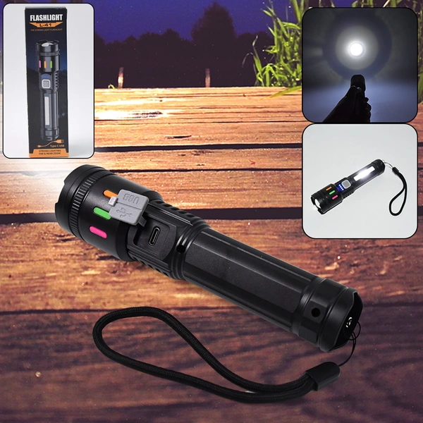 USB Rechargeable LED Flashlight with Zoom and 5 Modes