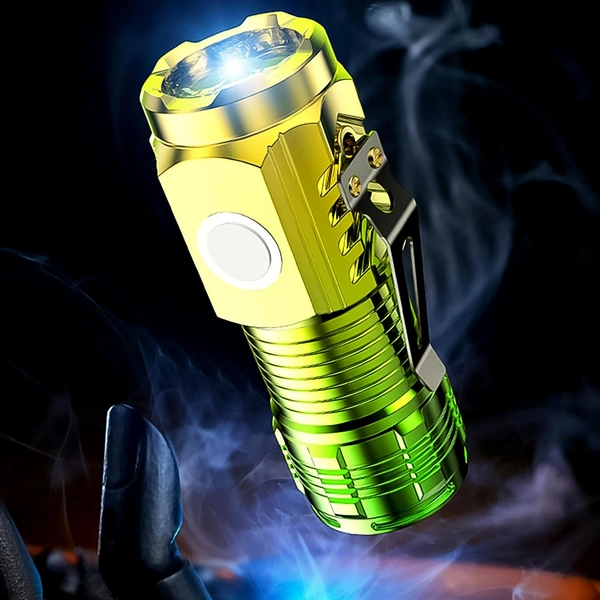 USB Rechargeable Mini 3 LED Flashlight with Clip - Portable Torch