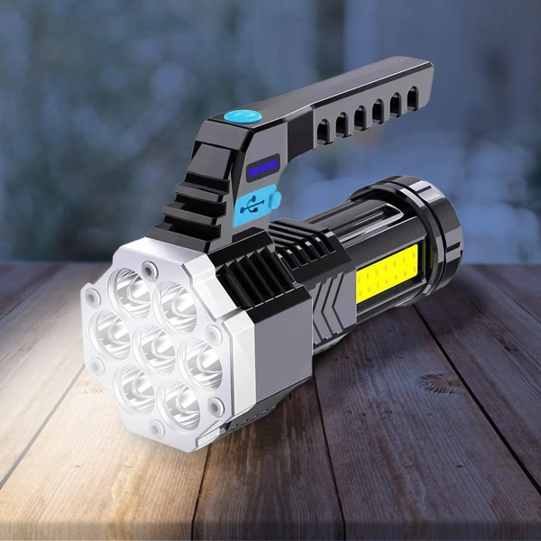 USB Rechargeable Portable 7 LED COB Flashlight with Side Light
