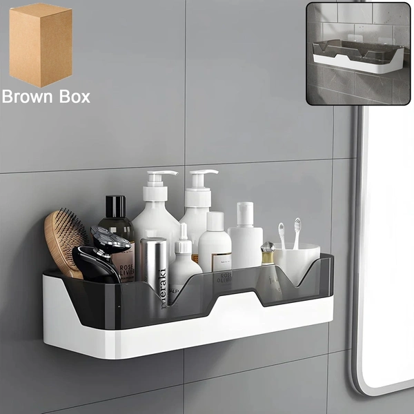 Wall Mounted Adhesive Plastic Storage Shelf for Bathroom & Kitchen