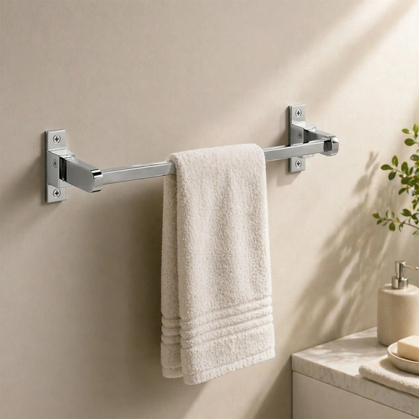 Wall Mounted Single Towel Rod Holder Sleek Bathroom Hanging Bar Organizer