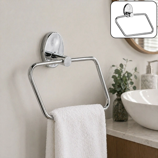 Wall Mounted Square Towel Ring Holder Bathroom Napkin Hanger