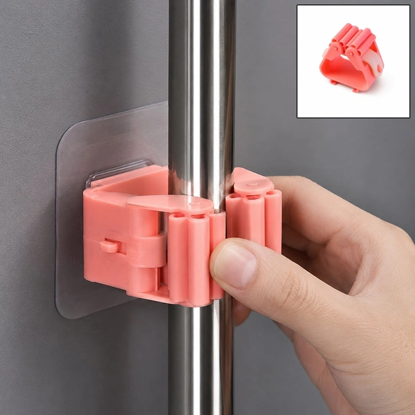 Wall-Mounted Plastic Broom Holder Clip for Mop Storage (Hook not Included)