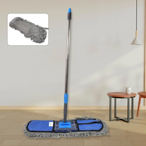Wet & Dry Cotton Pad Floor Mop with Long Aluminium Handle - Large