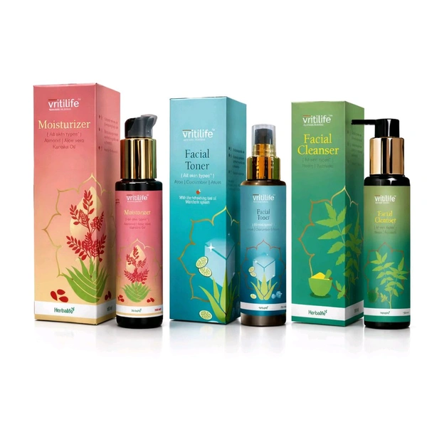 Vritilife Skin Care Set Of 3 Cleanser, Toner, Moisturizer 300mL