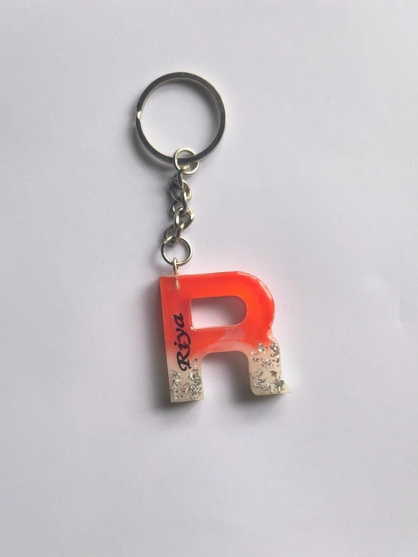 Red Letter Keychain with name 201 - Red and White