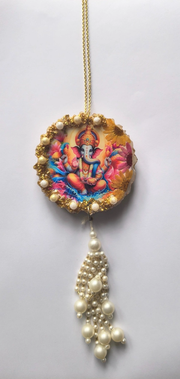 Ganesha car hanging with mantra (Both side) 301 - 3"