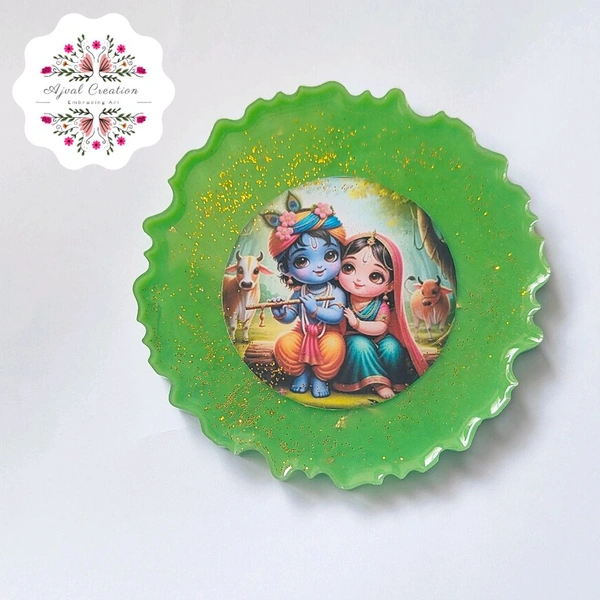 Radha Krishna Fridge Magnet 701 - Green, 3"