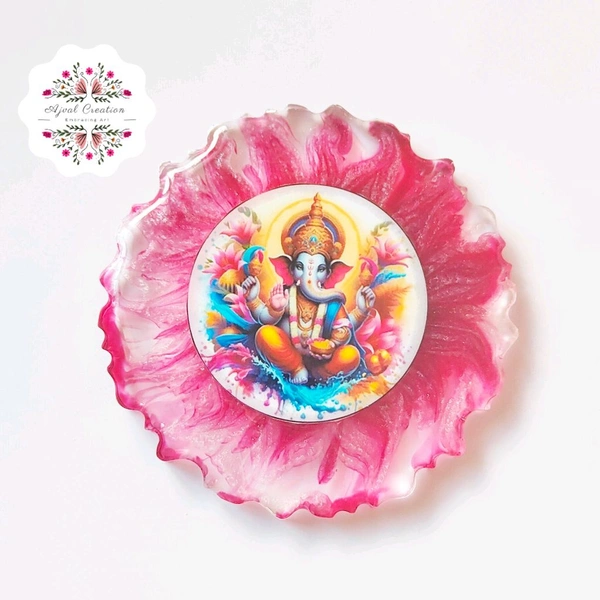 Ganesha Photo fridge Magnet 703G003 - 3", Red