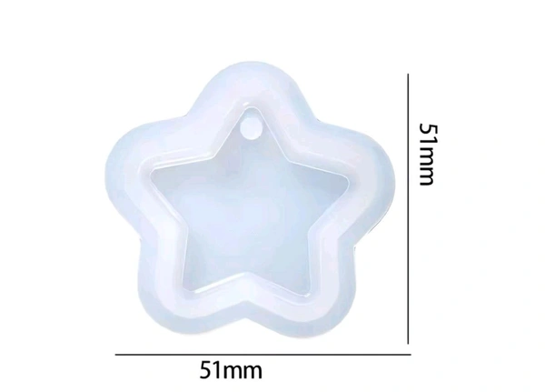 Star Keychain - Pendant Silicone Mould - White, 51 mm