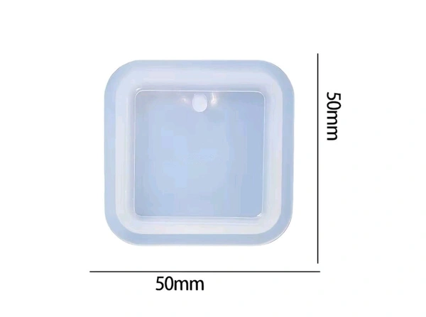 Square Keychain Silicone Mould - White, 50x50 mm