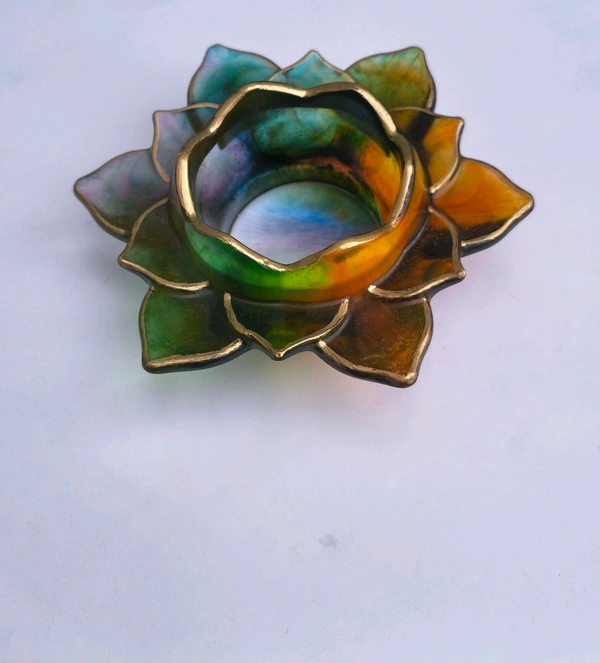 Resin Lotus T-light Holder/Candle Holder - 4.5"