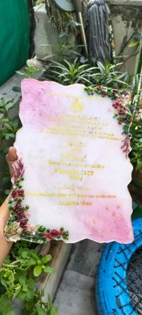 Resin Wedding Kankotri / Invitation - White, 9x12 Inch