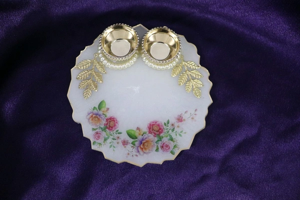 White Pooja Plate - White, 5 Inch