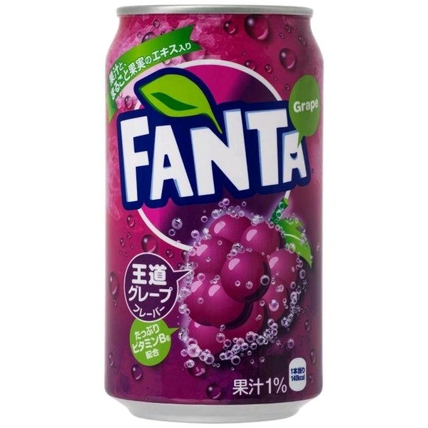 Fanta Grape Soda Japanese Soft Drink 350 ml (Pack Of 3) 
Description - Fanta Grape is one of the most popular flavors of the Fanta series. This special Japanese Fanta Grape soda has an even fruiter grape flavor that tastes like real grapes!
